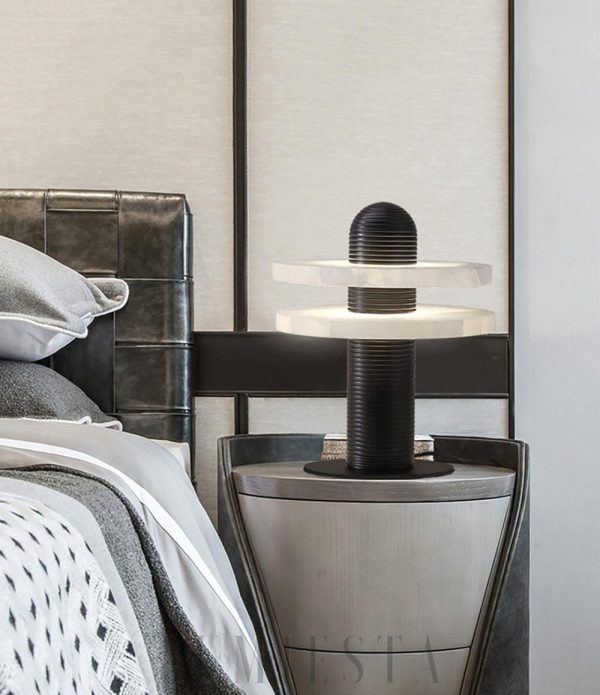 Median - Nowoczesna lampa z alabastru czarno-złota