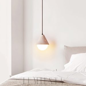 Elegancka lampa wisząca z travertynu i szkła 16cm beżowa