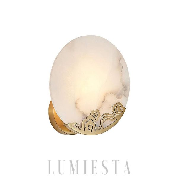 Ando - Nowoczesna lampa ścienna Alabaster — mosiądz i biel