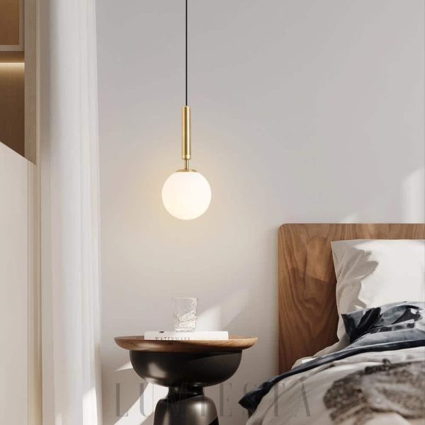 Punik - Okrągła lampa wisząca z alabastru 12cm 35cm złota