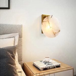 Krakatau - Luksusowa okrągła lampa ścienna alabastrowa