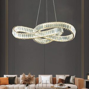 Luminosa - lampa wisząca okrągła ze złotymi kryształami