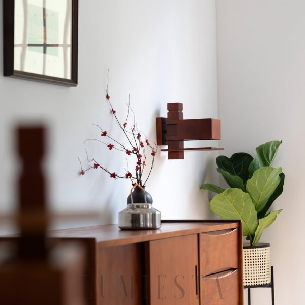 Lampa Ścienna Taliesin Orzechowa Unikalny Styl 25cm 60cm