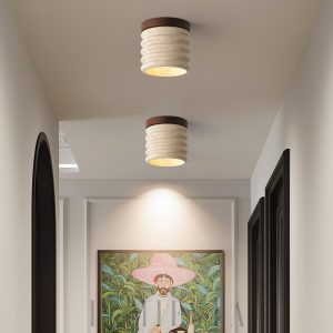 Vaarnii - Lampka sufitowa z trawertynu w beżowym stylu 12cm