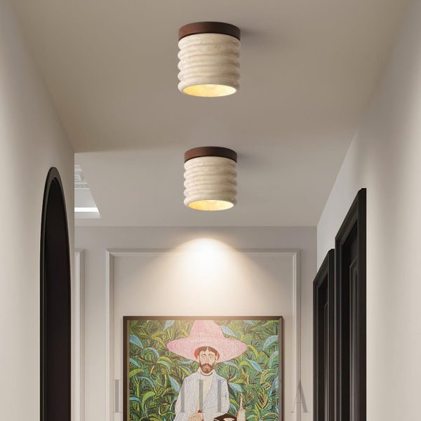 Vaarnii - Lampka sufitowa z trawertynu w beżowym stylu 12cm