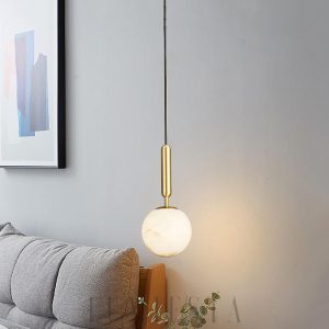Punik - Okrągła lampa wisząca z alabastru 12cm 35cm złota