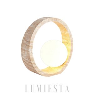 Atacama - Lampa Stołowa Okrągła Beżowa 25cm