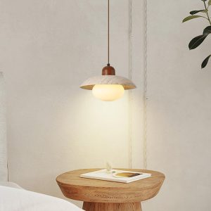 Noah - Lampa wisząca z trawertynu i szkła, Ø25cm, do kuchni, skandynawska