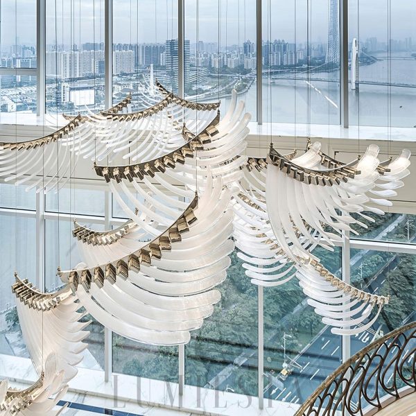 Palmette - Żyrandol warstwowy chrom 38 cm, ciepłe światło