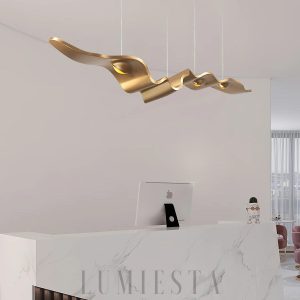 wm_5324589709480981256.jpg Ribbon - Złoty żyrandol nowoczesny falisty