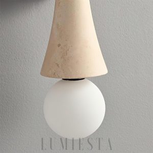 Luksusowy kinkiet klepsydra z trawertynu, beżowo-czarna, 44cm, 2-punktowy