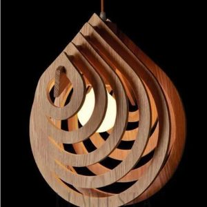 Stylowa drewniana lampa wisząca w kształcie kropli