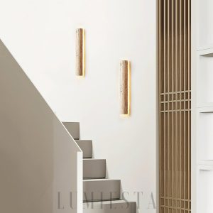 Luksusowy długi kinkiet trawertynowy beżowy Rozmiar 120cm