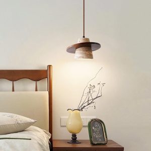 Lampa wisząca Conical z trawertynu w stylu vintage 20cm