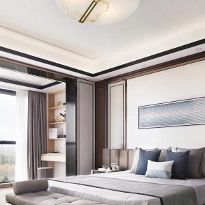 Quito - Nowoczesna lampa sufitowa z alabastru i miedzi