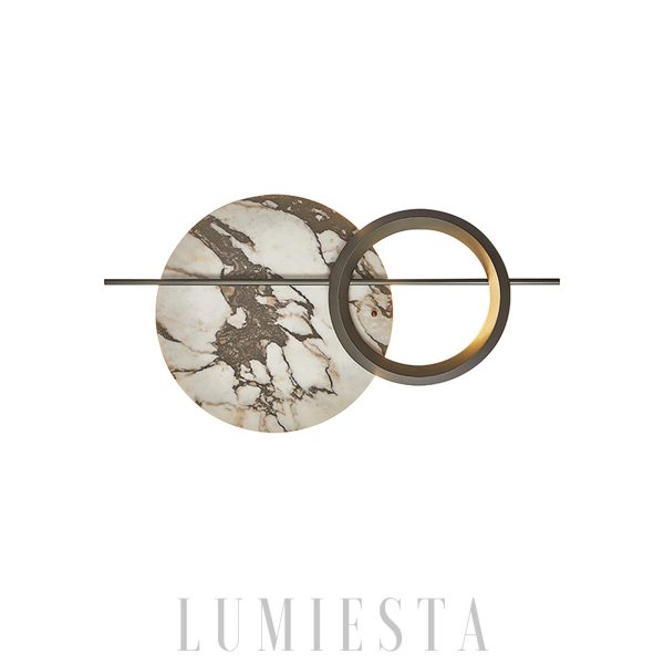 Elegancka lampa ścienna LED marmurowa okrągła 112 cm