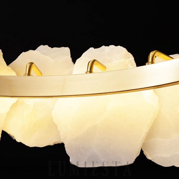 Letha - nowoczesny żyrandol wielopoziomowy, alabaster, złoto-biały, Ø 120/135/160 cm, do salonu