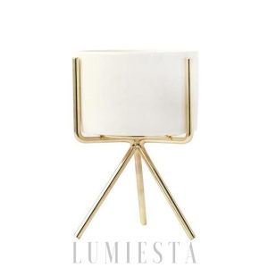 Eleganckie potrójne stojaki na doniczki — biało-złote