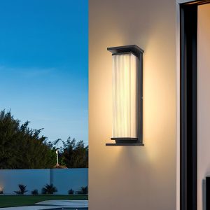 Nowoczesna prostokątna lampa ścienna do ogrodu czarna LED