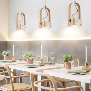 Łukowa elegancka lampa wisząca trawertyn 12cm x 20cm beżowy