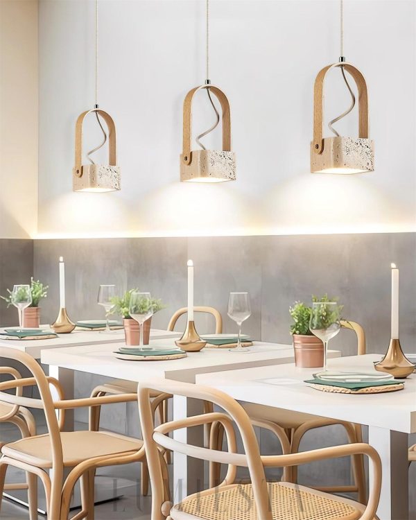 Łukowa elegancka lampa wisząca trawertyn 12cm x 20cm beżowy