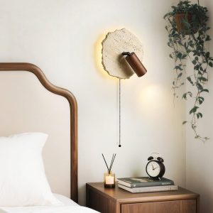 Nieregularny okrągły kinkiet trawertynowy 23cm beżowy