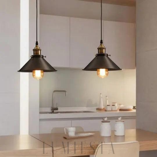 Lampa wisząca industrialna złoto-czarna