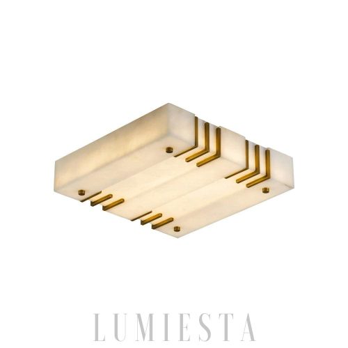 Capri - Złota lampa sufitowa z alabastru, kwadrat 40-80 cm