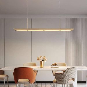 Stylowa lampa wisząca linearna mosiądz/biała 140 cm