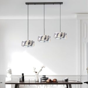 Frone - Okrągła lampa wisząca marmurowa 20cm biały i czarny