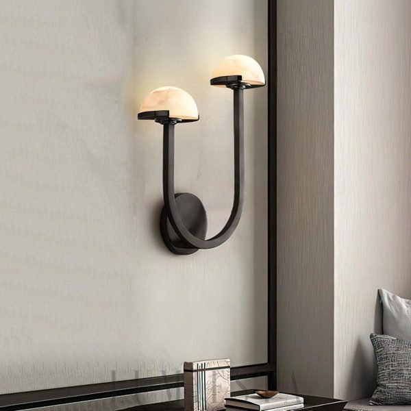 Alabastrowy kinkiet grzybek 31cm Złoty nastrojowe LED