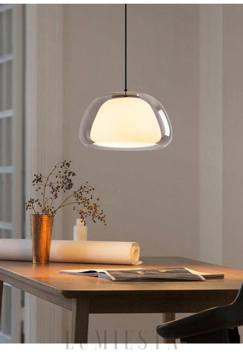 Lampa wisząca w kształcie bąbla z przezroczystym kloszem