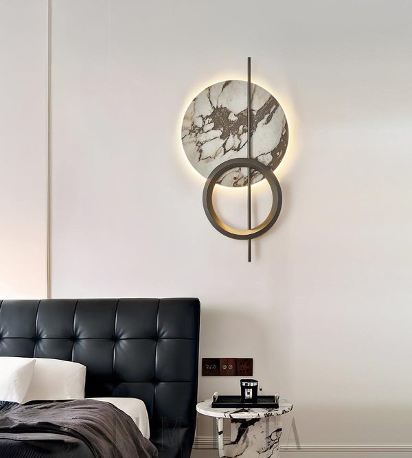 Elegancka lampa ścienna LED marmurowa okrągła 112 cm