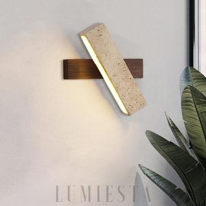 Tonya - Lampa ścienna Rectangle z travertynu — nowoczesna