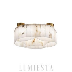 Zenith - Nowoczesna lampa sufitowa alabastrowa, złota 55 cm