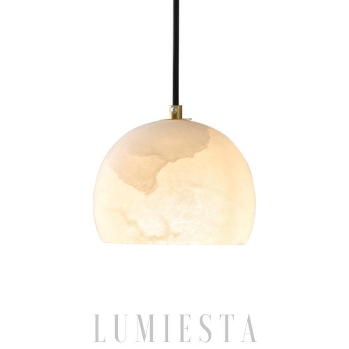 Viela Elegancka półokrągła lampa z alabastru, biało-złota