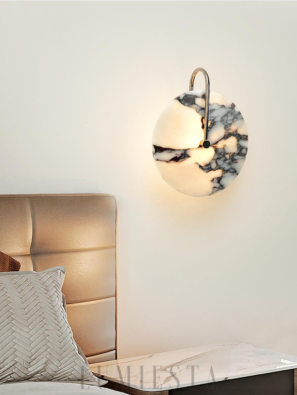 Elegancki okrągły kinkiet marmurowy 25cm biały ciepła