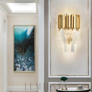 Bourbons - Kryształowa lampa ścienna złota 20×35 cm