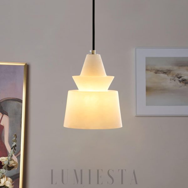 Nowoczesna lampa wisząca z alabastru Ø18 cm, biała