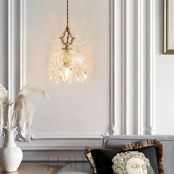 Lampa ścienna Alshamal szklana w stylu retro miedź kryształ