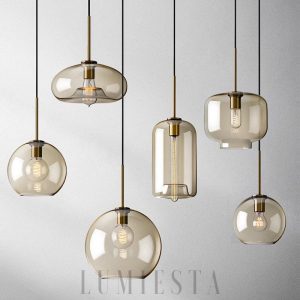 Niklen - Szklany, okrągły klosz z metalowym wykończeniem