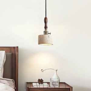 Lampa cylinderowa trawertyn beżowy złoty elegancka 12cm 22cm