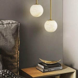 Tarim - Nowoczesna lampa ścienna alabastrowa mosiężna 30 cm