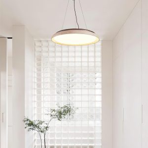 Elegancka okrągła lampa wisząca trawertyn beżowa 55 cm