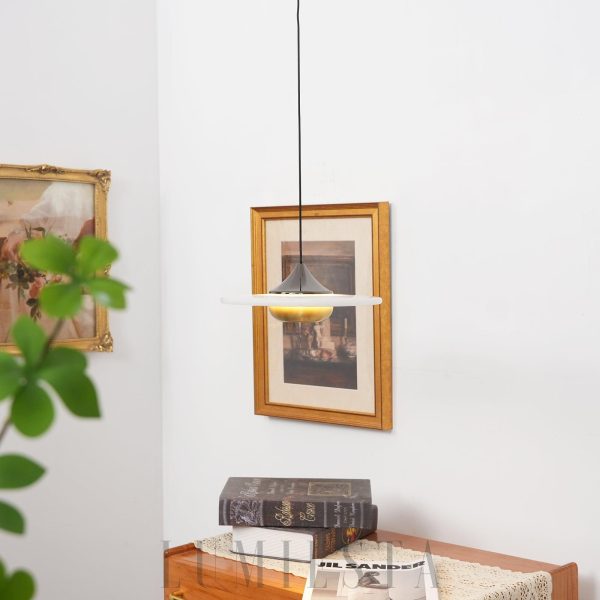 Stratford - Alabastrowa lampa wisząca, złoto-czarna