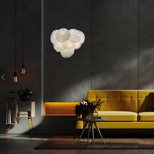 Murano White - Biała lampa ścienna vintage z dyskami 34 cm