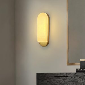 Azores - Lampa ścienna alabastrowa kwadrat/okrąg w złocie