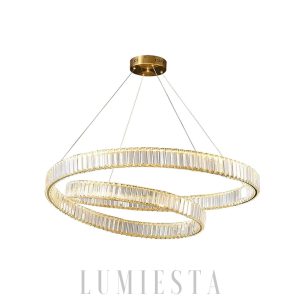 Chichester - Złoty kryształowy żyrandol LED – 3 kolory