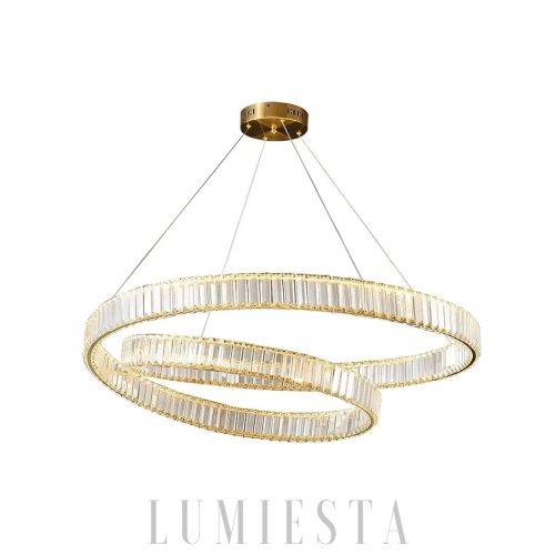 Chichester - Złoty kryształowy żyrandol LED – 3 kolory