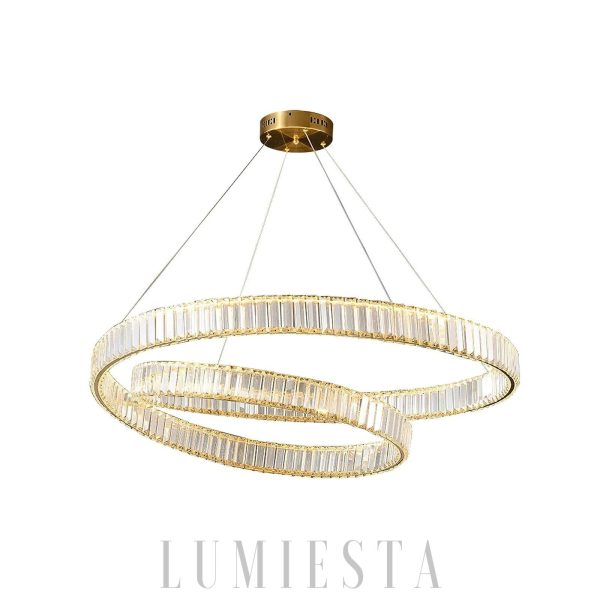 Chichester - Złoty kryształowy żyrandol LED – 3 kolory